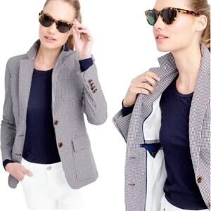 J.Crew Rhodes Micro Gingham Blazer Cotton  Size 8
